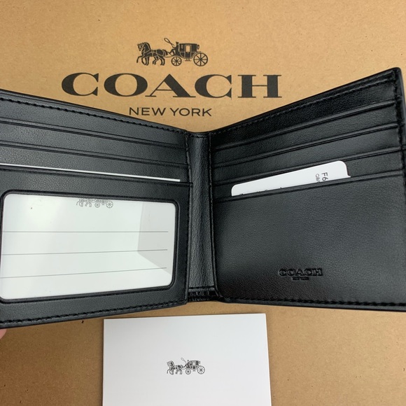 Coach Men’s Slim Billfold Signature Coated Wallet - Picture 3 of 7